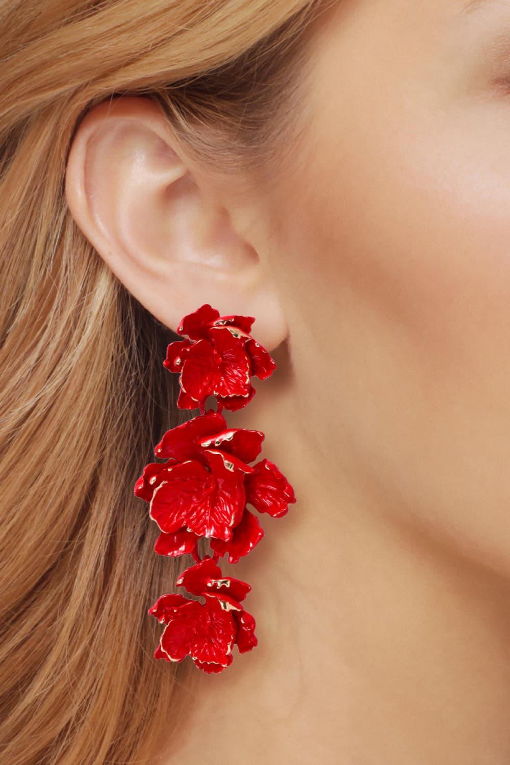 Flower Shape Zinc Alloy Dangle Earrings - Earring