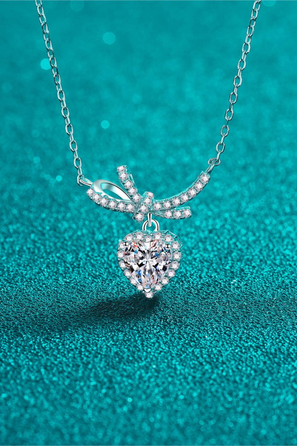 1 Carat Moissanite Heart Pendant Necklace - Necklace