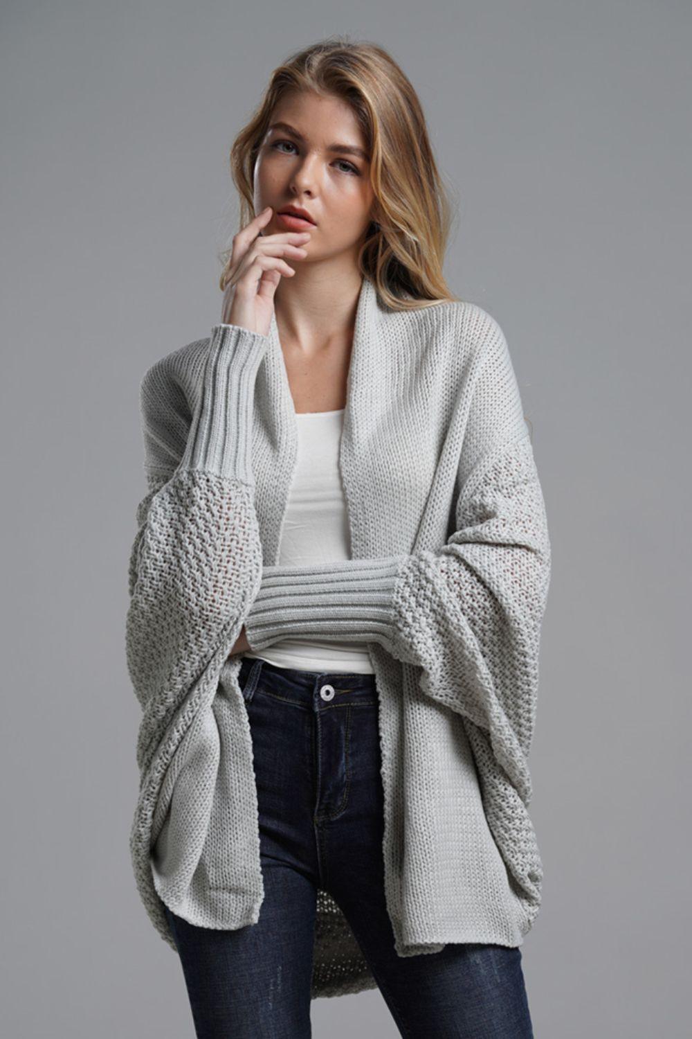 Dolman Sleeve Open Front Longline Cardigan - Cardigan