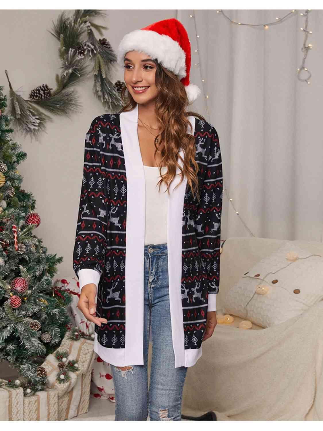 Christmas Fair Isle Open Front Cardigan - Cardigan