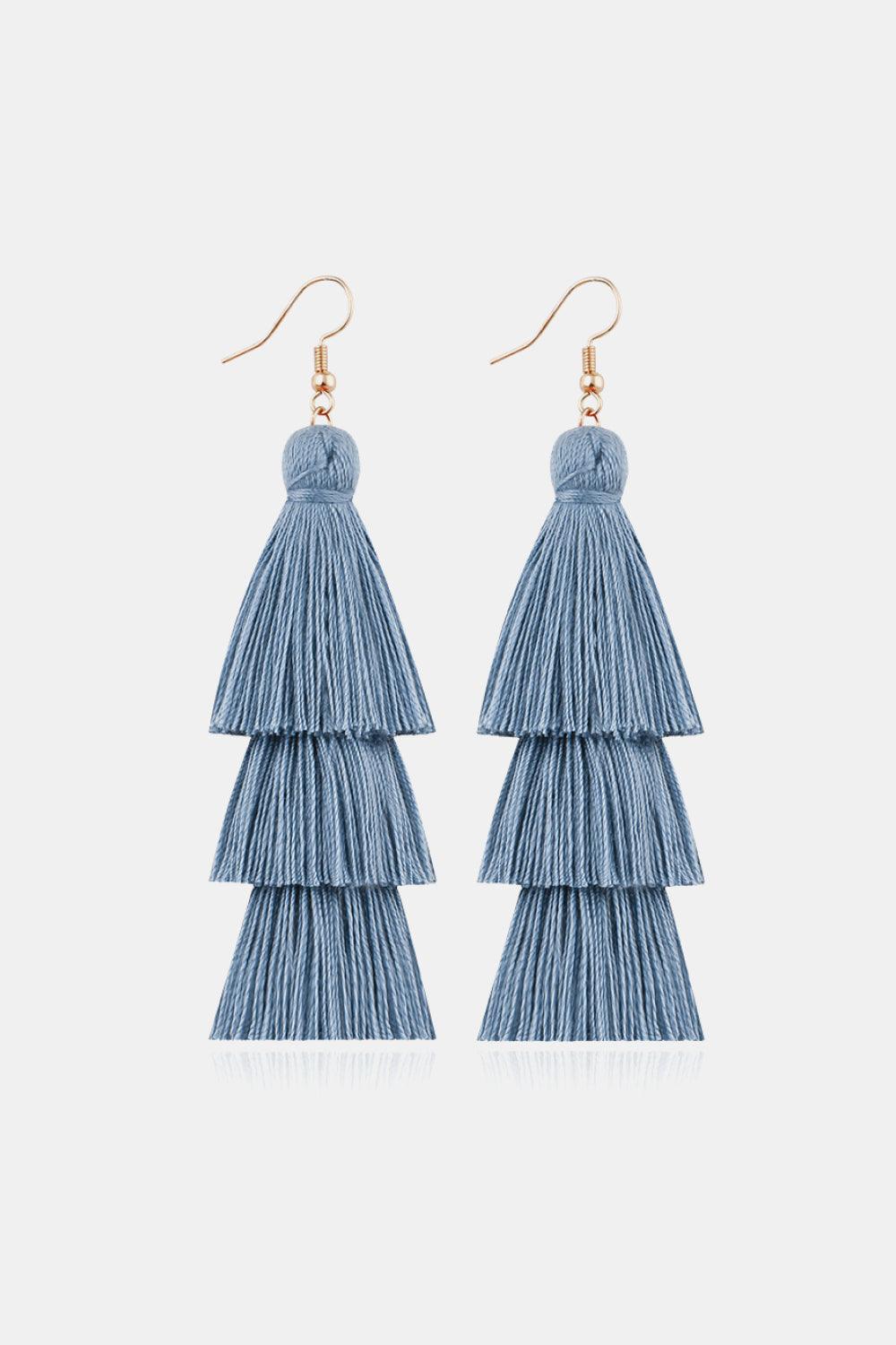 Triple-Layer Tassel Dangle Earrings - Earring