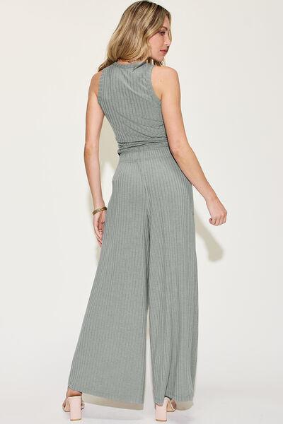 Basic Bae Ribbed Tank and Wide Leg Pants Set - Pant & Top