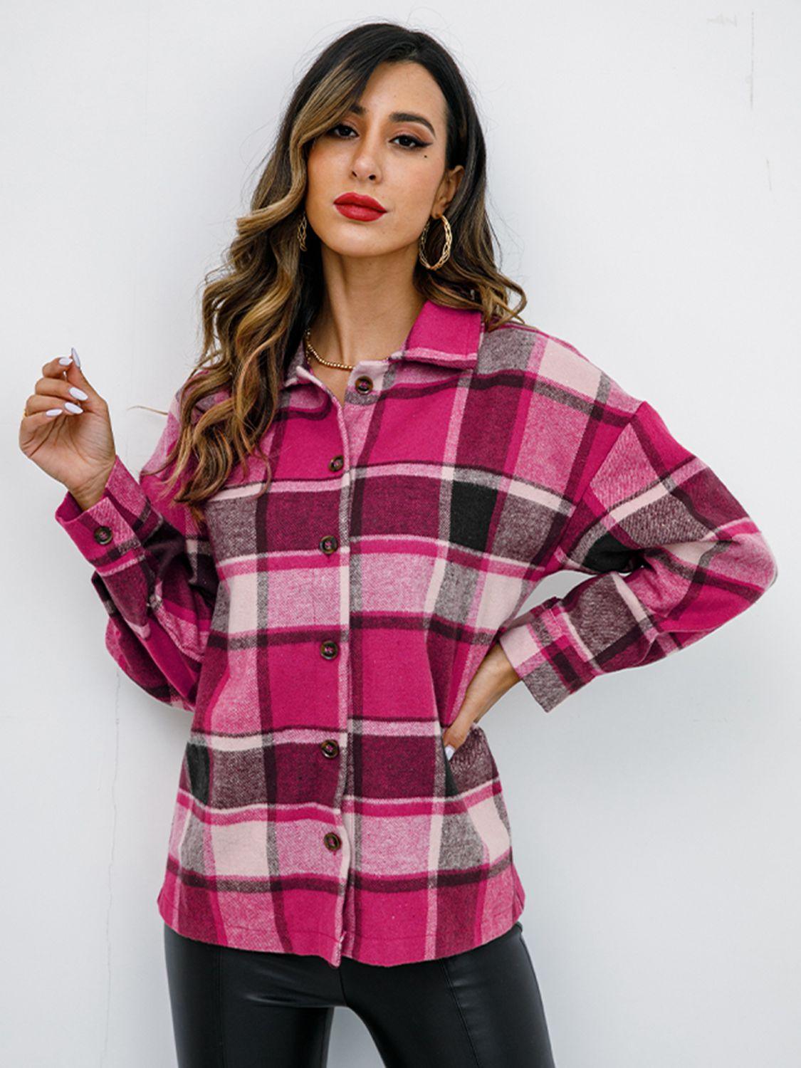 Plaid Button-Down Shirt Jacket - Shirt