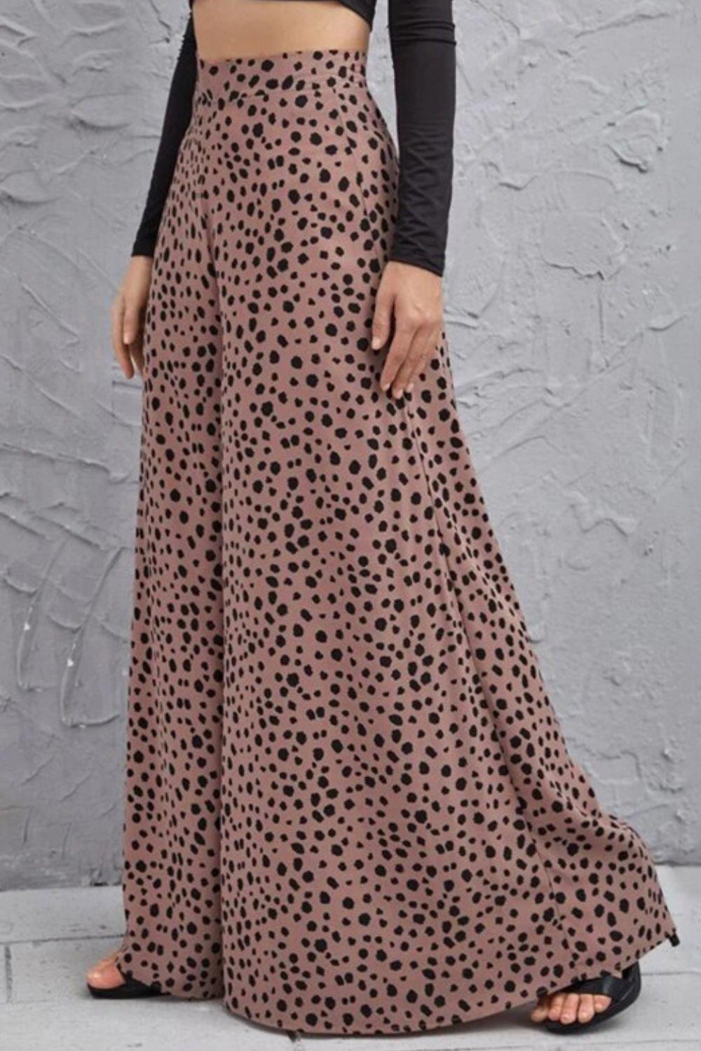 Animal Print Wide Leg High-Rise Culottes - Pant