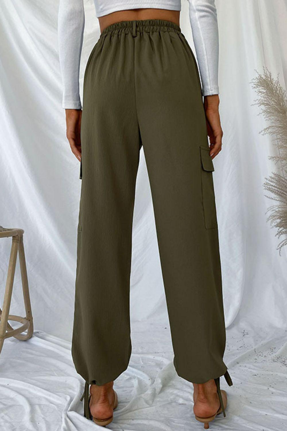 Drawstring Ankle High Waist Jogger Pants - Pant