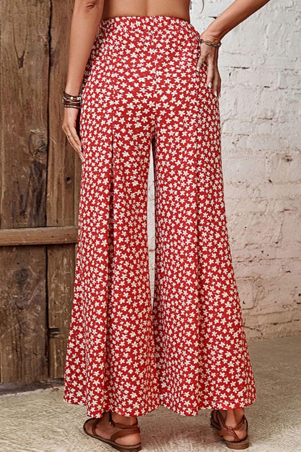 Floral High-Rise Wide Leg Pants - Pant