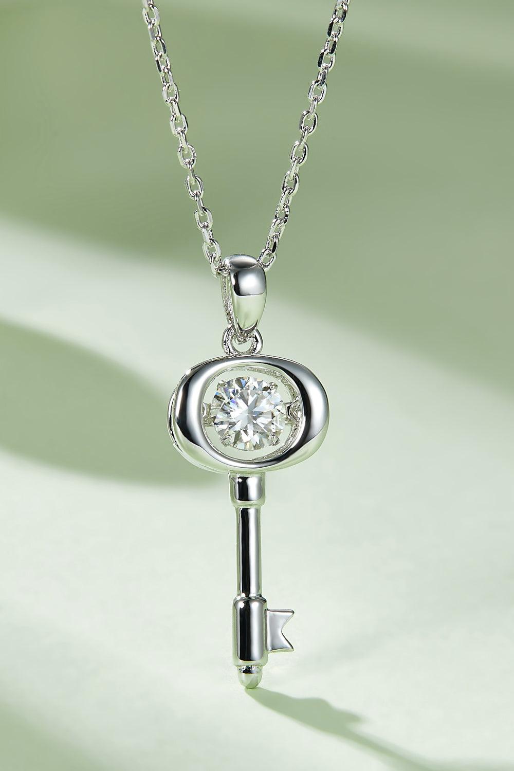 Adored Moissanite Key Pendant Necklace - Necklace