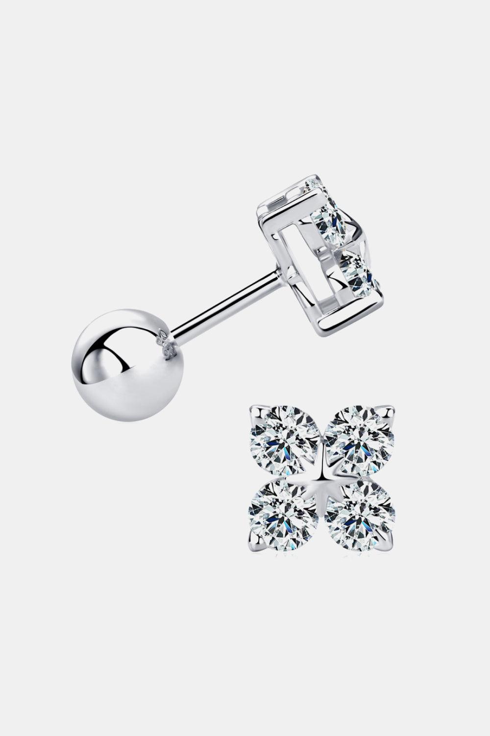 Moissanite 925 Sterling Silver Four-Leaf Clover Shape Earrings - Earring