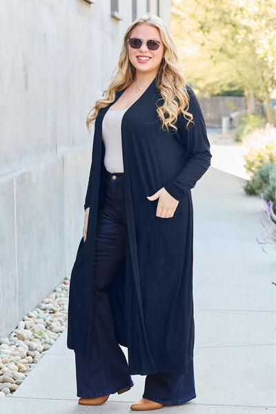 Basic Bae Full Size Open Front Long Sleeve Cover Up - Cardigan