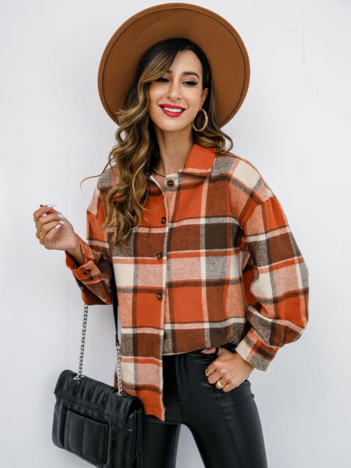 Plaid Button-Down Shirt Jacket - Shirt