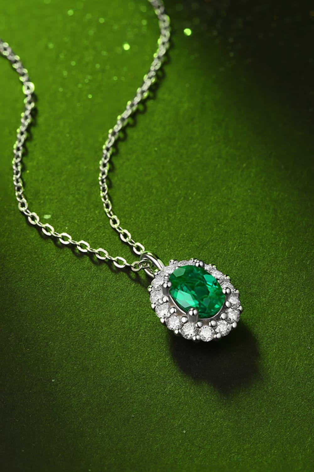 1.5 Carat Lab-Grown Emerald 925 Sterling Silver Necklace - Necklace