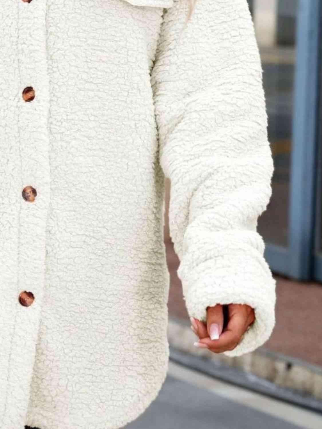 Button Down Sherpa Coat - Coat