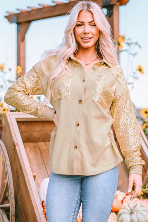 Sequin Long Sleeve Shirt - Shirt