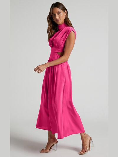 Cutout Mock Neck Sleeveless Maxi Dress - Dresses