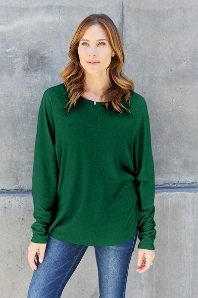 Double Take Round Neck Long Sleeve Top - Top