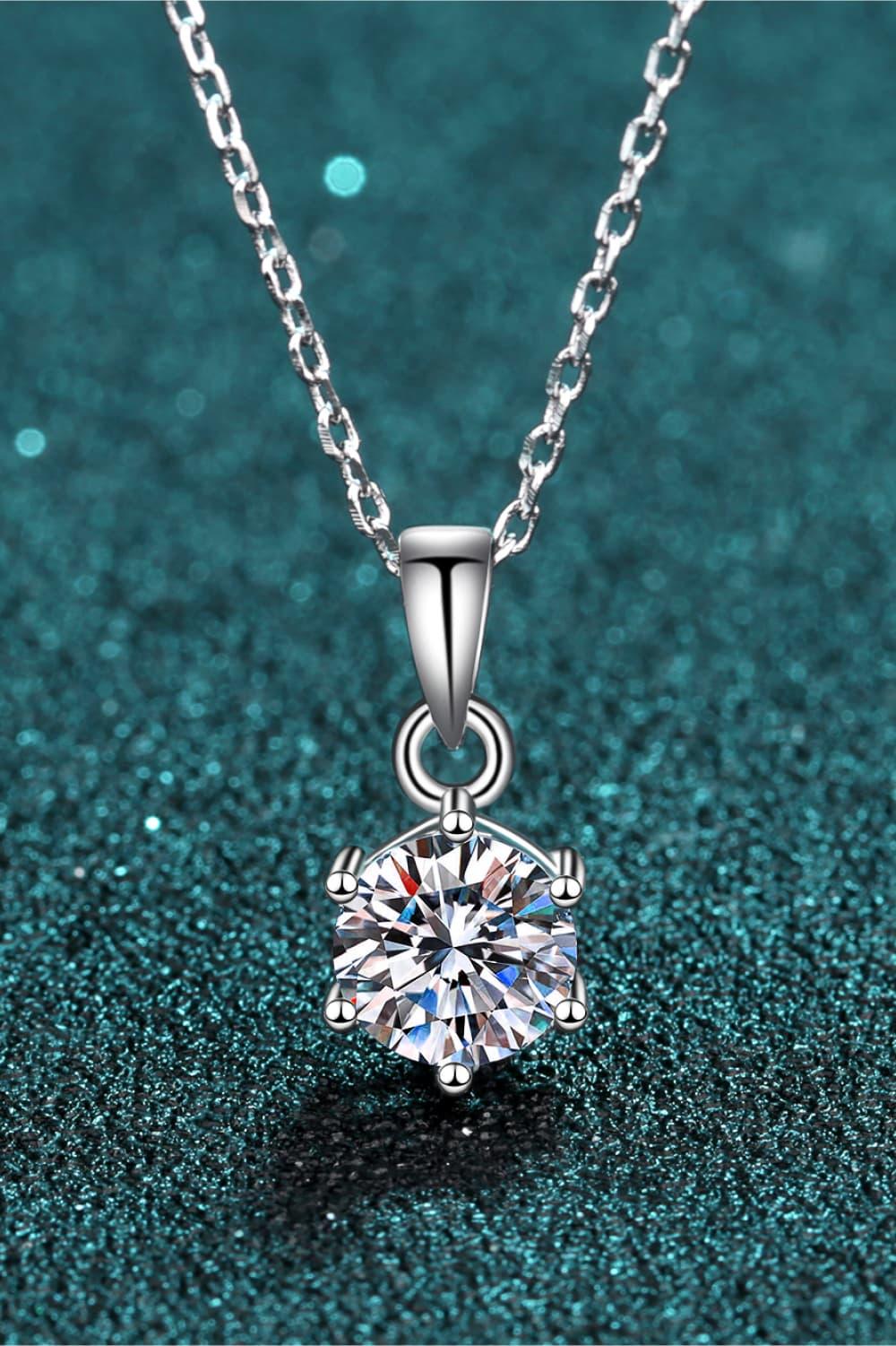 1 Carat Moissanite 925 Sterling Silver Necklace - Necklace