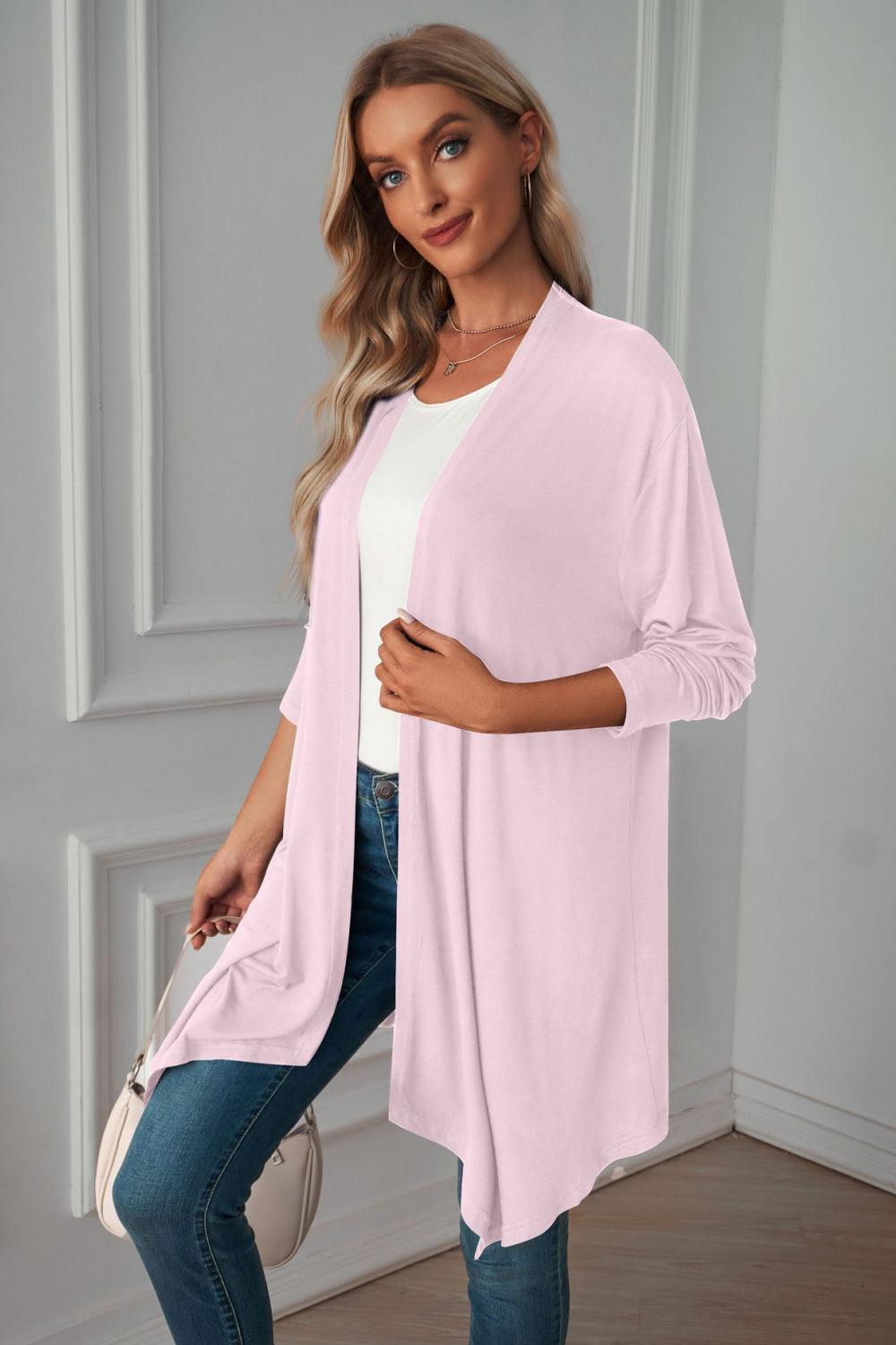 Open Front Long Sleeve Cardigan - Cardigan