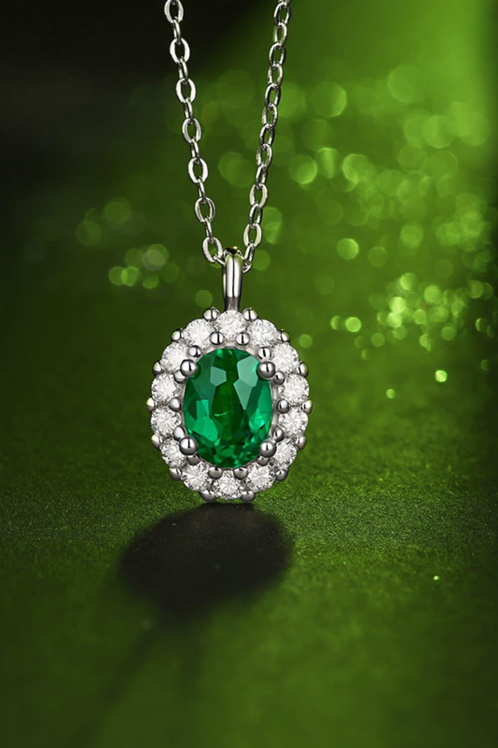 1.5 Carat Lab-Grown Emerald 925 Sterling Silver Necklace - Necklace