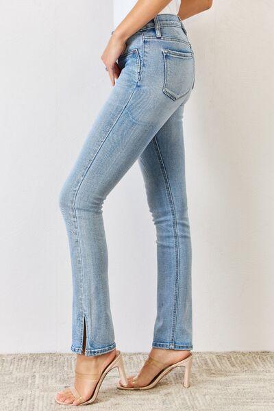 Kancan Full Size Mid Rise Y2K Slit Skinny Jeans - Jeans