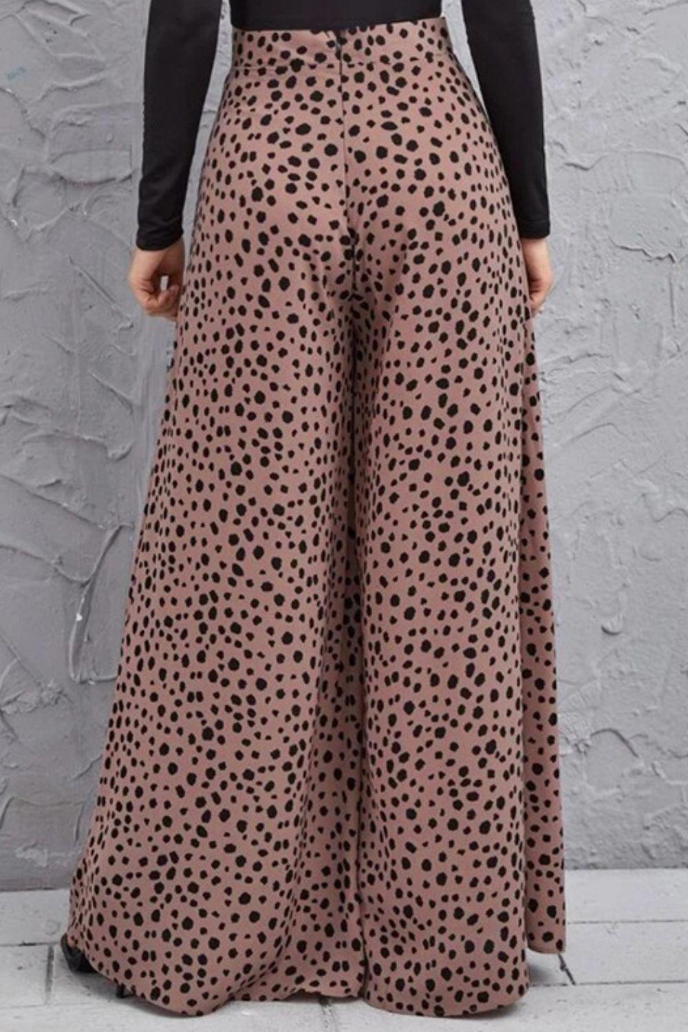 Animal Print Wide Leg High-Rise Culottes - Pant