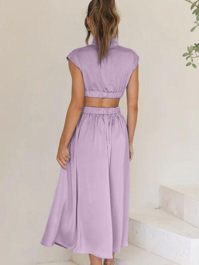 Cutout Mock Neck Sleeveless Maxi Dress - Dresses