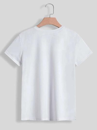 Lucky Graphic Round Neck Short Sleeve T-Shirt - T-Shirt